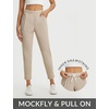 image:imagebaleaf Womens Pants Petite Travel Stretchy Work with Zip Pockets Slacks25khaki