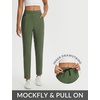 image:imagebaleaf Womens Pants Petite Travel Stretchy Work with Zip Pockets Slacks27army Green