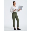 image:imagebaleaf Womens Pants Petite Travel Stretchy Work with Zip Pockets Slacks27army Green