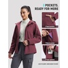 image:imagebaleaf Womens Softshell Jacket Fleece Lined Water Resistant Hooded JacketWine Red