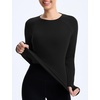 image:imagebaleaf Womens Thermal Long Sleeve Shirts Fleece Lined TopsBlack