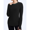 image:imagebaleaf Womens Thermal Long Sleeve Shirts Fleece Lined TopsBlack