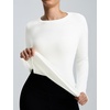 image:imagebaleaf Womens Thermal Long Sleeve Shirts Fleece Lined TopsStar White