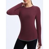 image:imagebaleaf Womens Thermal Long Sleeve Shirts Fleece Lined TopsWine Red