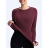 image:imagebaleaf Womens Thermal Long Sleeve Shirts Fleece Lined TopsWine Red