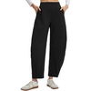 image:imagebaleaf Womens 27 Barrel Fleece Lined Pants Winter Warm Pants Wide LegBlack