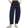 image:imagebaleaf Womens 27 Barrel Fleece Lined Pants Winter Warm Pants Wide LegNavy Blue