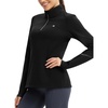 image:imagebaleaf Womens Fleece Quarter Zip Running Jackets Thermal PulloverBlack