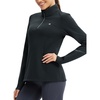 image:imagebaleaf Womens Fleece Quarter Zip Running Jackets Thermal PulloverDark Gray