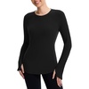 image:imagebaleaf Womens Thermal Long Sleeve Shirts Fleece Lined TopsBlack