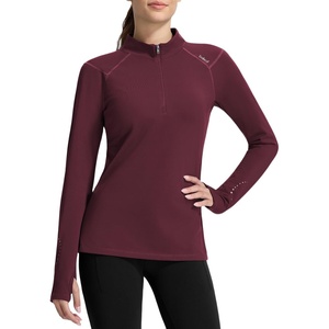 image:imagebaleaf Quarter Zip Long Sleeve Shirts for Women Snow Thermal TopsWine Red