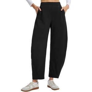 image:imagebaleaf Womens 27 Barrel Fleece Lined Pants Winter Warm Pants Wide LegBlack