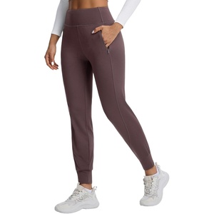 image:imagebaleaf Womens Fleece Lined Joggers with Zipper PocketsDark Brown