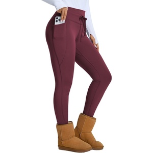 image:imagebaleaf Womens Fleece Lined Leggings Thick Warm Thermal Insulated LeggingWine Red