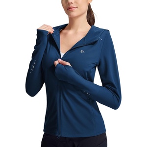 image:imagebaleaf Womens Fleece Running Jacket Winter Hooded Thermal CyclingNavy Blue