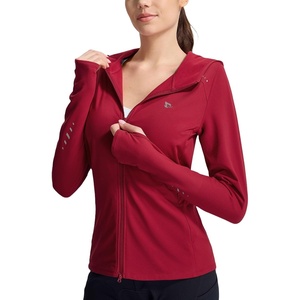 image:imagebaleaf Womens Fleece Running Jacket Winter Hooded Thermal CyclingRed