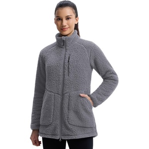 image:imagebaleaf Womens Long Fleece Jacket Full Zip Lightweight WarmthDark Gray