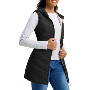image:imagebaleaf Womens Long Quilted Vest Lightweight Warmth Fleece LinedBlack