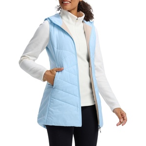 image:imagebaleaf Womens Long Quilted Vest Lightweight Warmth Fleece LinedCool Blue