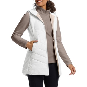 image:imagebaleaf Womens Long Quilted Vest Lightweight Warmth Fleece LinedStar White