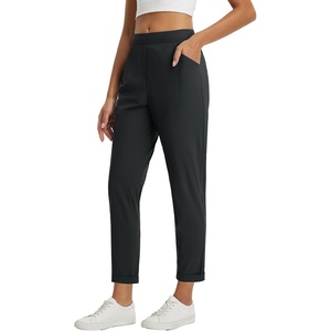 image:imagebaleaf Womens Pants Petite Travel Stretchy Work with Zip Pockets Slacks25black