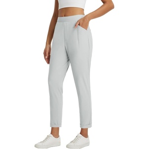 image:imagebaleaf Womens Pants Petite Travel Stretchy Work with Zip Pockets Slacks25light Grey