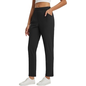 image:imagebaleaf Womens Pants Petite Travel Stretchy Work with Zip Pockets Slacks27black