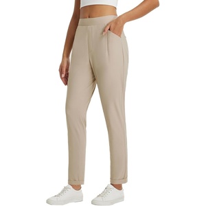 image:imagebaleaf Womens Pants Petite Travel Stretchy Work with Zip Pockets Slacks27khaki