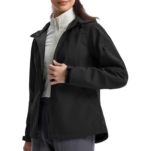 image:imagebaleaf Womens Softshell Jacket Fleece Lined Water Resistant Hooded JacketBlack