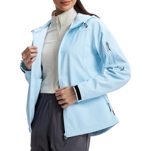 image:imagebaleaf Womens Softshell Jacket Fleece Lined Water Resistant Hooded JacketCool Blue