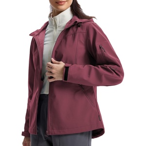 image:imagebaleaf Womens Softshell Jacket Fleece Lined Water Resistant Hooded JacketWine Red