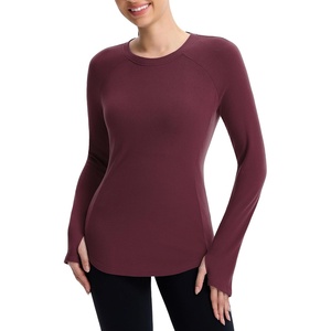 image:imagebaleaf Womens Thermal Long Sleeve Shirts Fleece Lined TopsWine Red