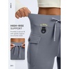 image:imagebaleaf Womens Fleece Lined Hiking Pants Thermal Warm Flare Cargo PantsDark Gray