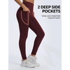 image:imagebaleaf Womens Fleece Lined Leggings with Pockets Sandwich WaistbandWine Red