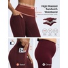 image:imagebaleaf Womens Fleece Lined Leggings with Pockets Sandwich WaistbandWine Red