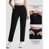 image:imagebaleaf Womens Fleece Lined Pants Pockets Stretch Winter Thermal Golf Travel Work Pant Cold Weather GearBlack