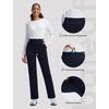 image:imagebaleaf Womens FleeceLined Yoga Dress Pants with PocketsNavy Blue