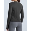 image:imagebaleaf Womens Long Sleeve Shirts Waist Length Heather Slim Fit TopsHeather Black