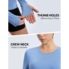 image:imagebaleaf Womens Long Sleeve Shirts Waist Length Heather Slim Fit TopsHeather Blue