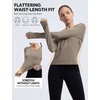 image:imagebaleaf Womens Long Sleeve Shirts Waist Length Heather Slim Fit TopsHeather Khaki