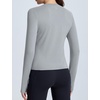 image:imagebaleaf Womens Long Sleeve Shirts Waist Length Heather Slim Fit TopsHeather Light Gray