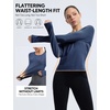 image:imagebaleaf Womens Long Sleeve Shirts Waist Length Heather Slim Fit TopsHeather Navy Blue