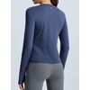 image:imagebaleaf Womens Long Sleeve Shirts Waist Length Heather Slim Fit TopsHeather Navy Blue