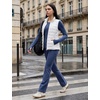 image:imagebaleaf Womens Long Sleeve Shirts Waist Length Heather Slim Fit TopsHeather Navy Blue