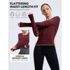 image:imagebaleaf Womens Long Sleeve Shirts Waist Length Heather Slim Fit TopsHeather Wine Red