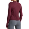 image:imagebaleaf Womens Long Sleeve Shirts Waist Length Heather Slim Fit TopsHeather Wine Red