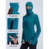 image:imagebaleaf Womens Thermal Long Sleeve Base Layer Hoodie ShirtBlue