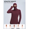 image:imagebaleaf Womens Thermal Long Sleeve Base Layer Hoodie ShirtWine Red