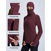 image:imagebaleaf Womens Thermal Long Sleeve Base Layer Hoodie ShirtWine Red