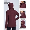 image:imagebaleaf Womens Thermal Long Sleeve Base Layer Hoodie ShirtWine Red